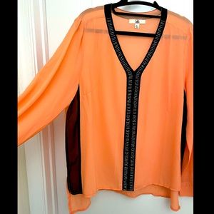 Peach and Black Sheer Blouse
